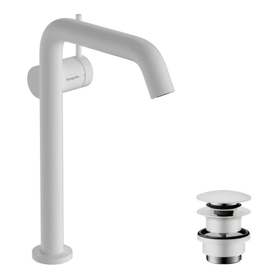 hansgrohe Robinet lavabo monocommande Tecturis S bec 167 mm, vidage push-open, blanc mat