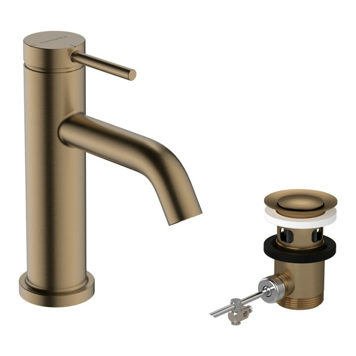 hansgrohe Robinet mitigeur lavabo Tecturis S A 108 mm, avec tirette, bronze brossé