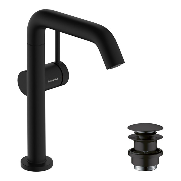 hansgrohe Robinet monocommande lavabo Tecturis S m pivotant + vidage poussoir, mat noir