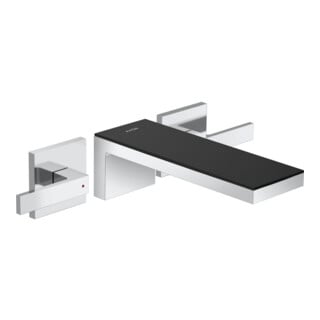 hansgrohe Set complet Axor MyEdition Mitigeur lavabo 3 trous, WD, avec plaque, chrome/verre noir brillant