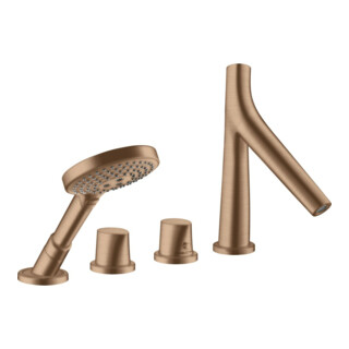 hansgrohe Set complet Axor Starck Organic 4-L-BW-Rand-Arm., avec thermostat, brossé or rouge