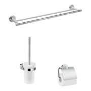 hansgrohe Set d’accessoires de salle de bain Logis Uni, 3 pièces, laiton chromé