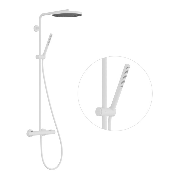 hansgrohe Set de douche Pulsify S Puro avec thermostat, 2 jets, 11,2 l/min, blanc mat