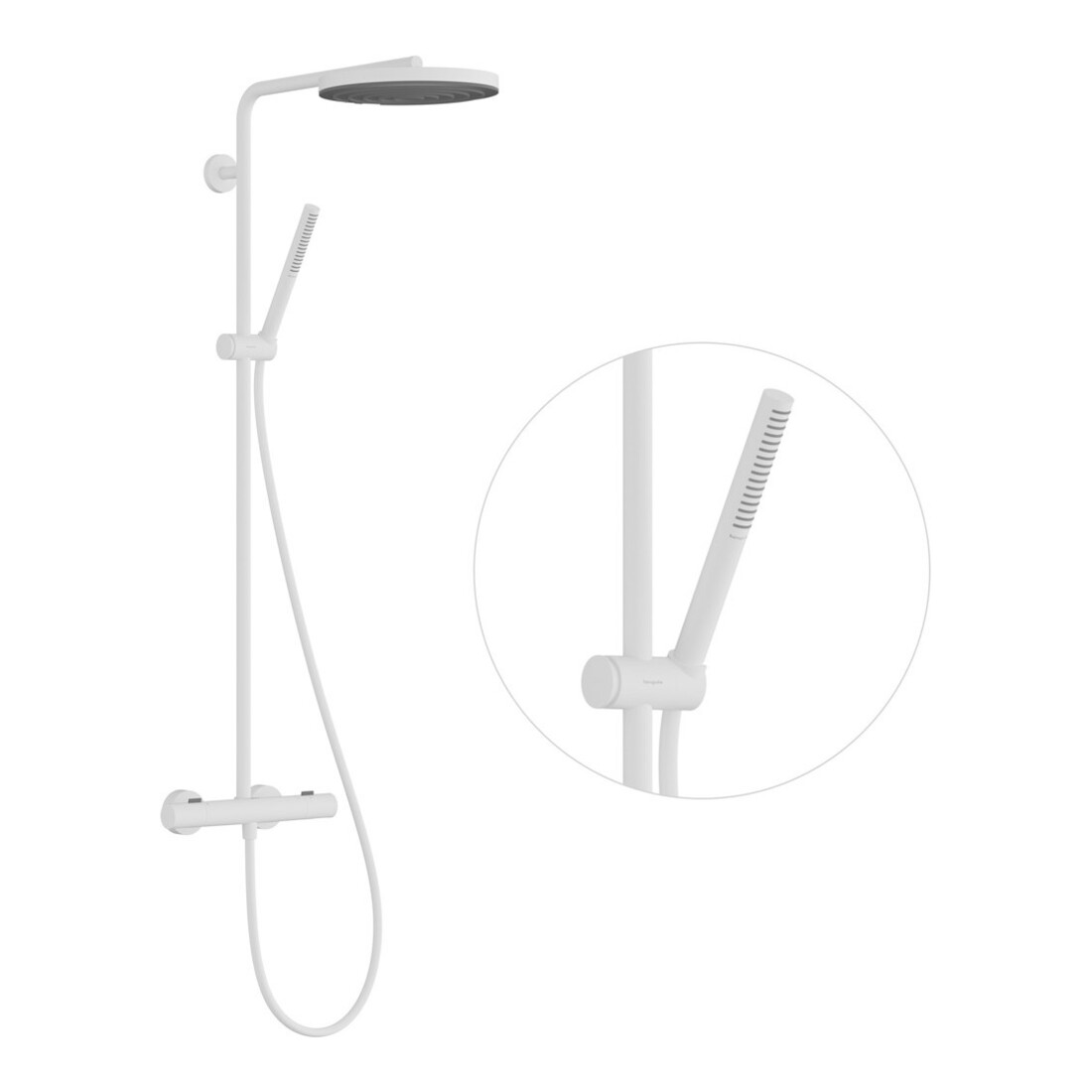 hansgrohe Set de douche Pulsify S Puro avec thermostat, 2 jets, 11,2 l/min, blanc mat