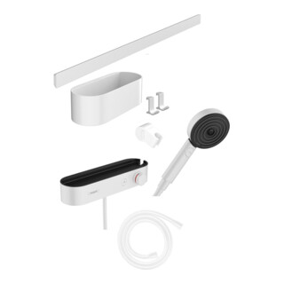 hansgrohe Set de douchette WallStoris 105 3jets Eco, avec THM, BrSt, kit accessoire, blanc-mat