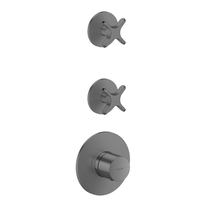 hansgrohe Set de montage complet Axor One UP-Thermostat 2 consommateurs chrome brossé bleu