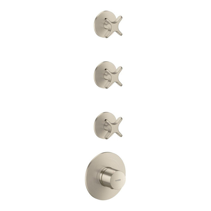 hansgrohe Set de montage complet Axor One UP-Thermostat 3 consommateurs nickel brossé