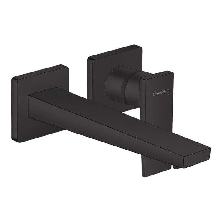 hansgrohe Set de montage Metropol Mitigeur lavabo encastré, levier, bec 225 mm, mat noir