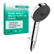 hansgrohe Set de support de douche Pulsify Select S 105, 1600 mm, chrome, Relaxation, 3 jets-4
