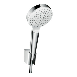 hansgrohe Set support de douche Crometta EcoSmart 1600 mm, tuyau, 9 l/min, blanc/chrome