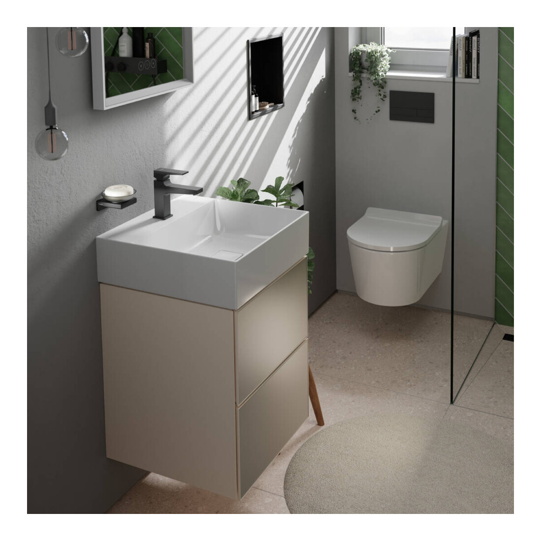 hansgrohe Set WC mural EluPura S blanc, 540 mm, Slim, chasse AquaHelix