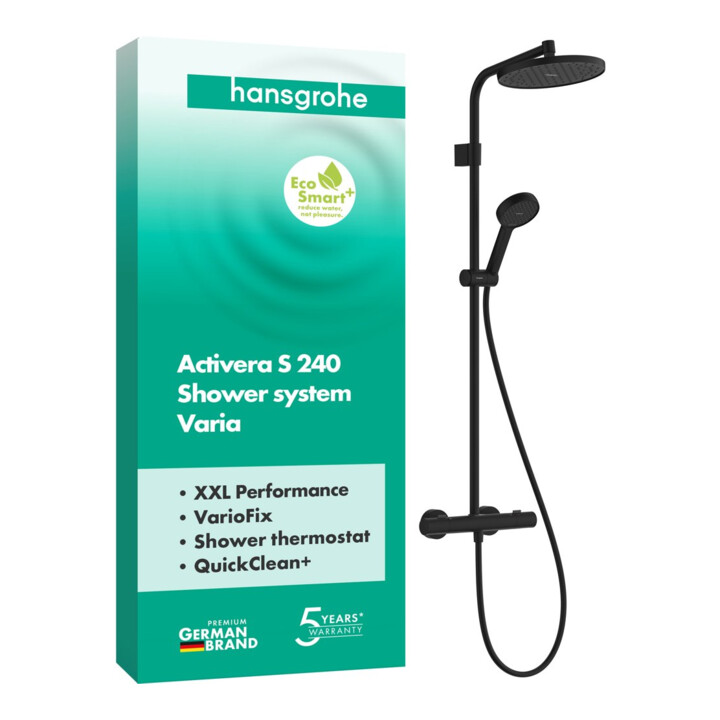 hansgrohe Showerpipe ACT S 1j Thermostat EcoSmart 5,8 l/m matt-schwarz