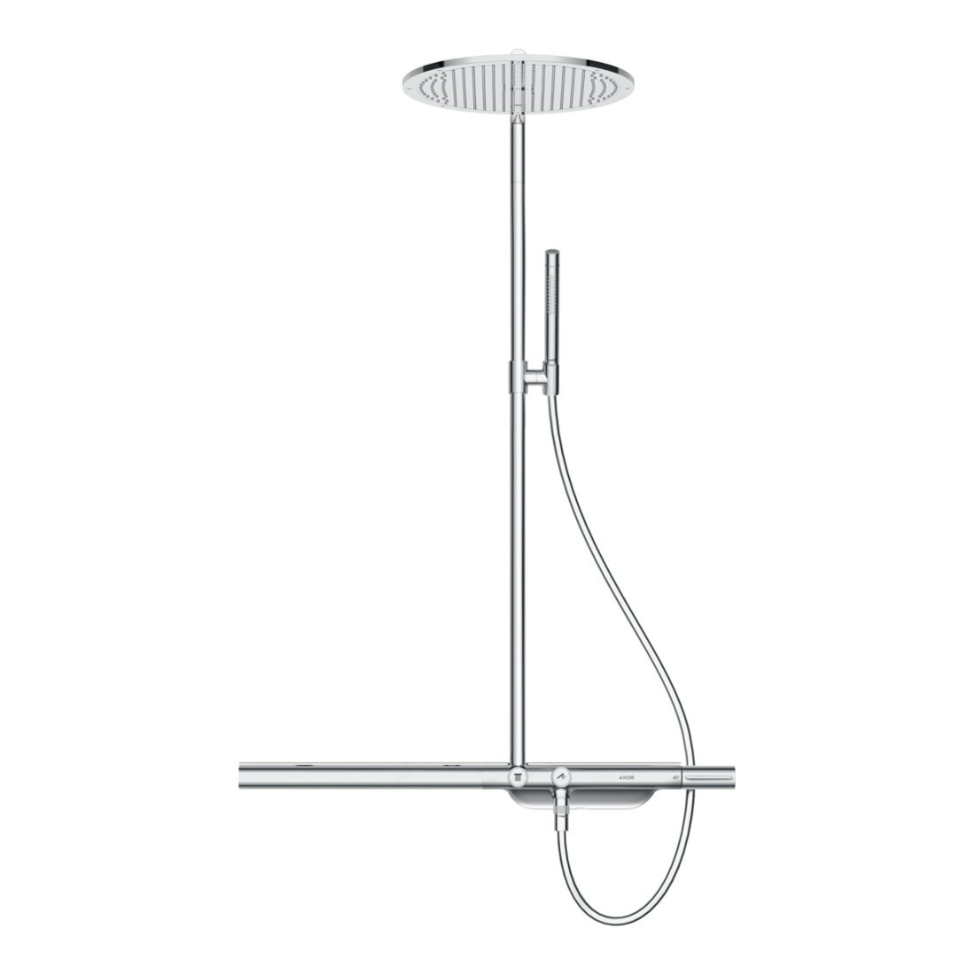 hansgrohe Showerpipe Axor m Thermostat 800, Kopfbrause 350mm, 1jet, chrom