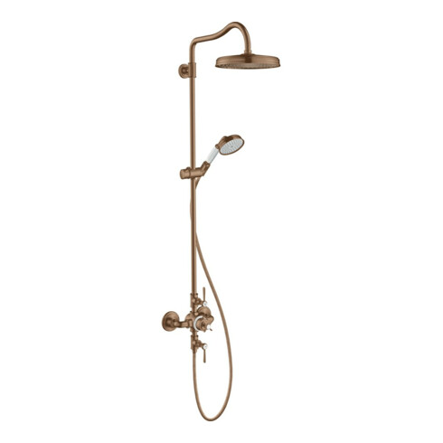 hansgrohe Showerpipe Axor Montreux m TH, Kopfbrause, 240mm, 1j, brush. r gol