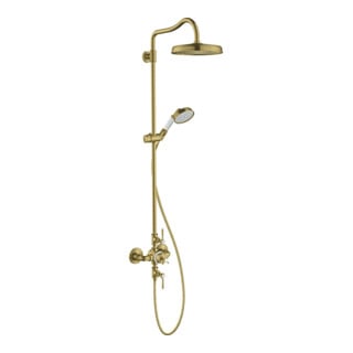 hansgrohe Showerpipe Axor Montreux m Thermostat, Kopfbrause, 240mm, 1j, brush. br