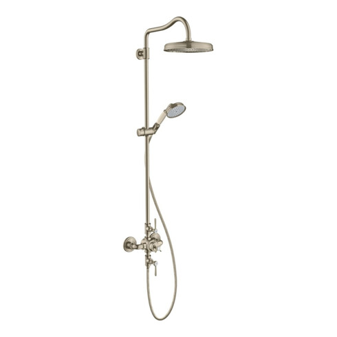 hansgrohe Showerpipe Axor Montreux m Thermostat, Kopfbrause, 240mm, 1j, brush. ni.
