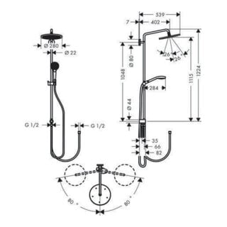 hansgrohe Showerpipe CROMA SELECT 280 AIR 1JET RENO DN 15 chrom