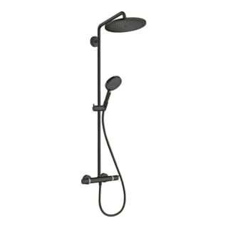 hansgrohe Showerpipe Croma Select S avec thermostat, douchette 3 jets, noir mat