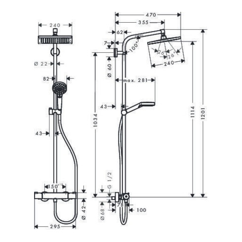 hansgrohe Showerpipe CROMETTA E 240 1JET DN 15 chrom