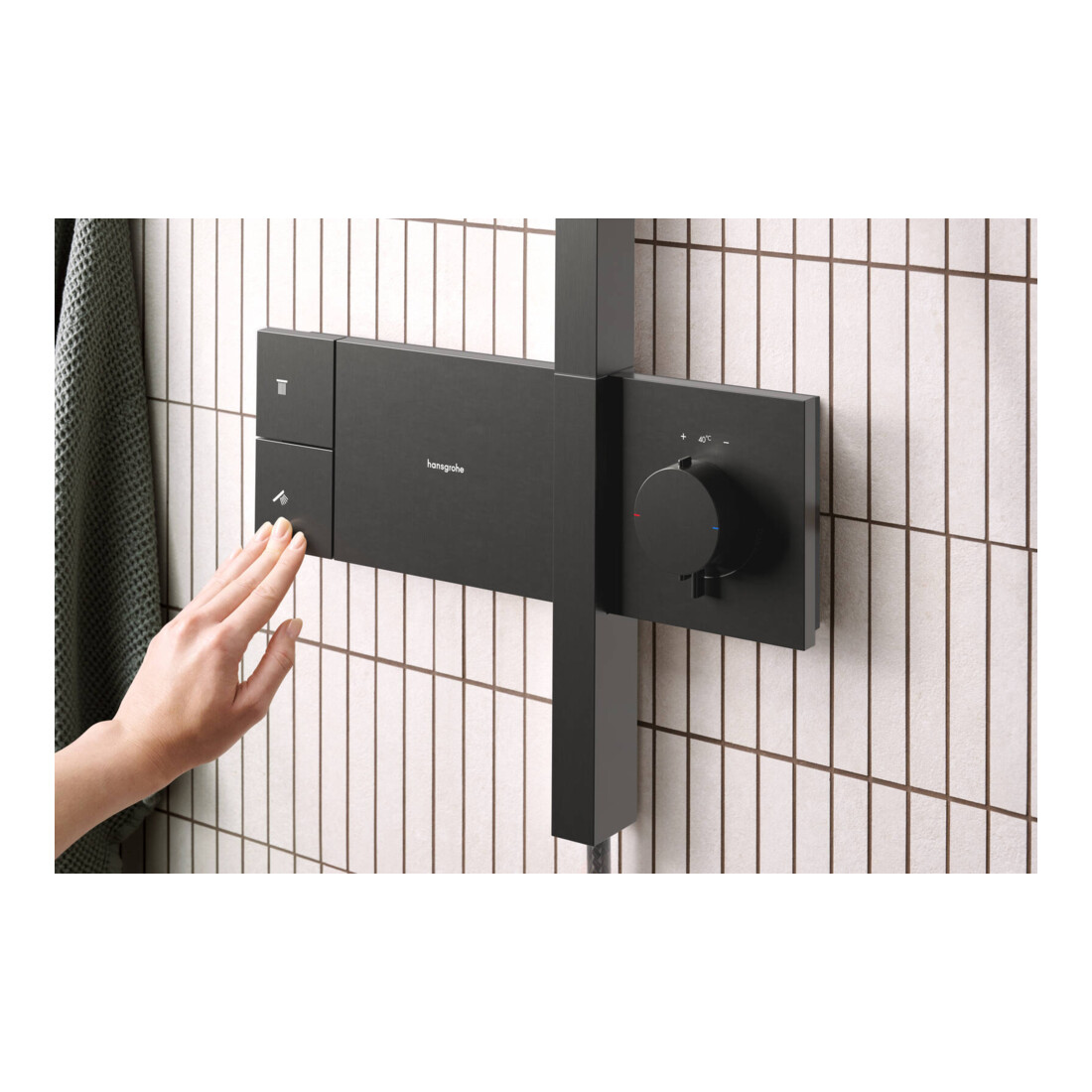 hansgrohe Showerpipe Raindance Alive Q 1jet, 12 l/min, chrome noir brossé