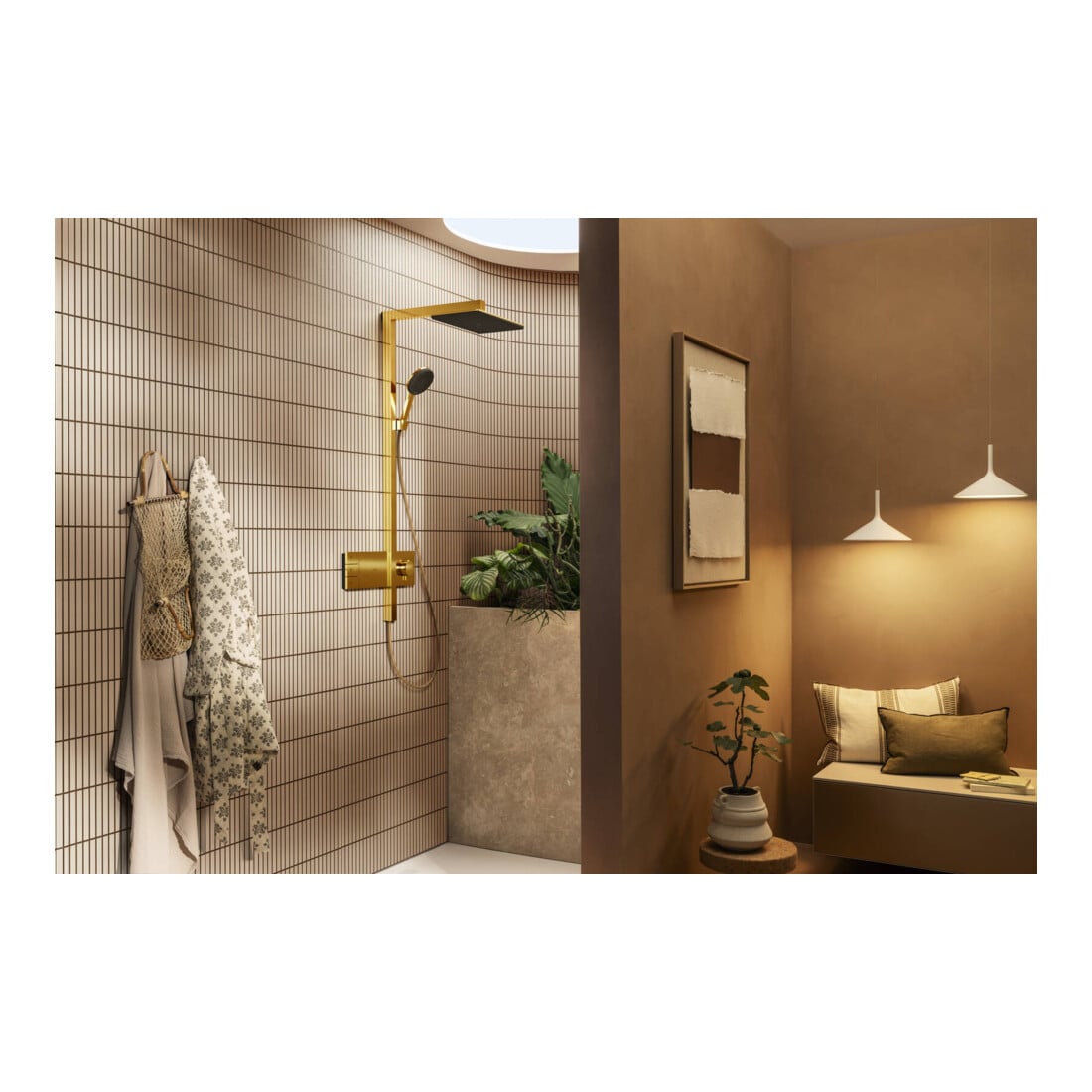 hansgrohe Showerpipe Raindance Alive Q 2jet, EcoSm., 7,6 l/m., pol. gold optic