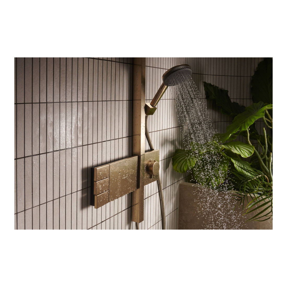 hansgrohe Showerpipe Raindance Alive Q 2jet, EcoSm., 7,6 l/min, brushed bronze