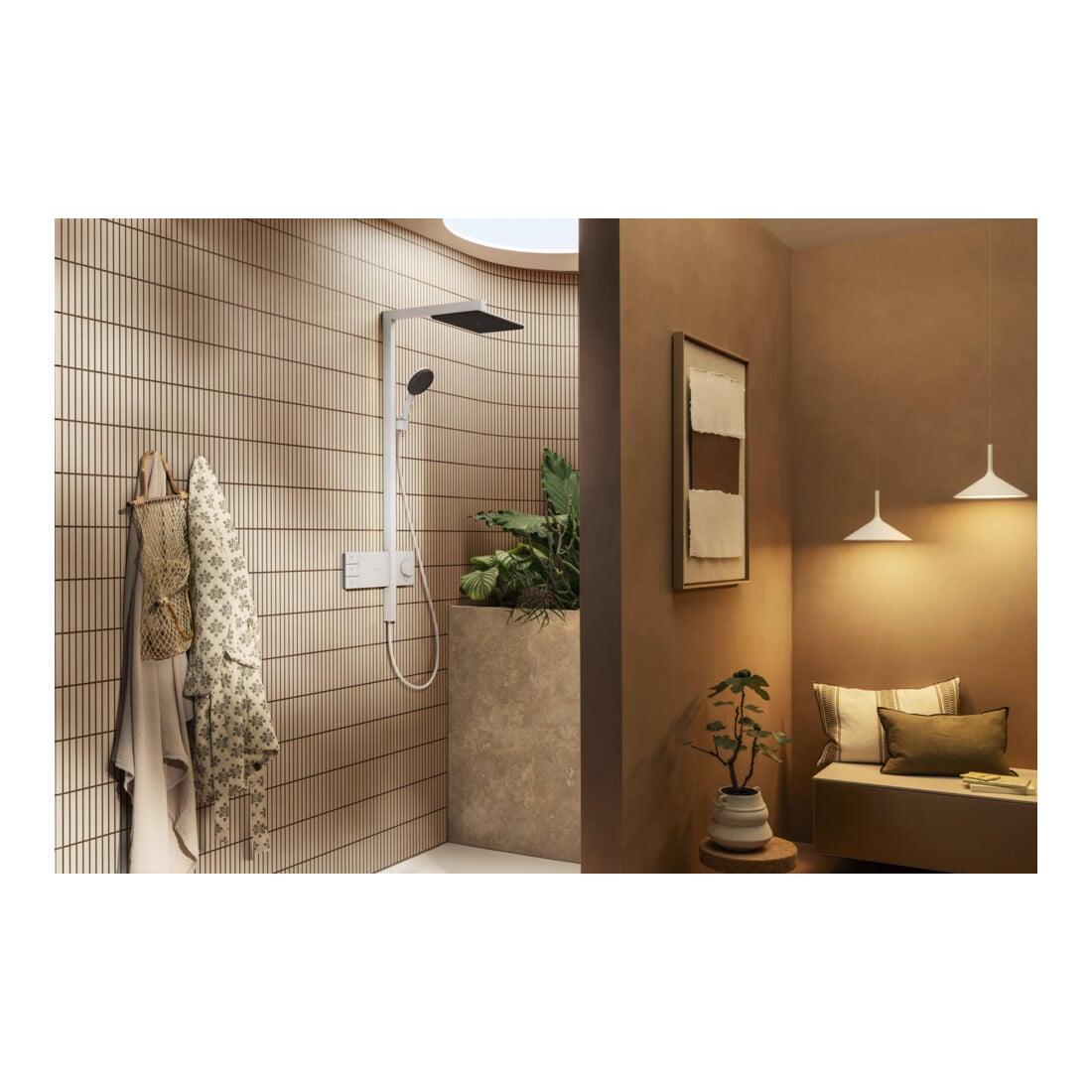 hansgrohe Showerpipe Raindance Alive Q 2jet, EcoSmart, 7,6 l/min, mattweiß