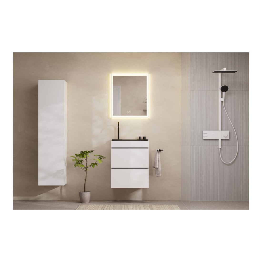 hansgrohe Showerpipe Raindance Alive Q 2jets, 12 l/min, blanc mat