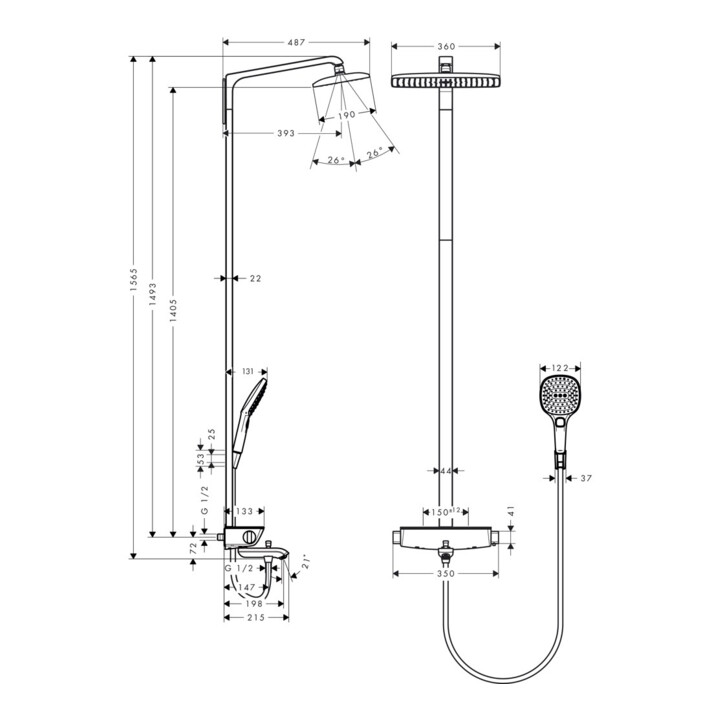 hansgrohe Showerpipe Raindance E 360 Wannenthermostat 1jet chrom