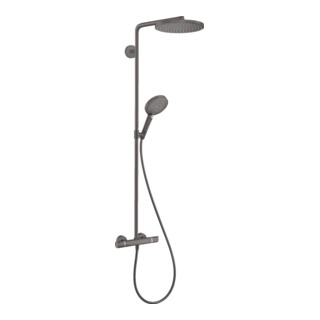 hansgrohe Showerpipe Raindance S 2 jets, EcoSmart, 8 l/min, chrome brossé bleu