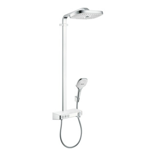 hansgrohe Showerpipe Raindance Select E avec thermostat, 3 jets, blanc/chrome