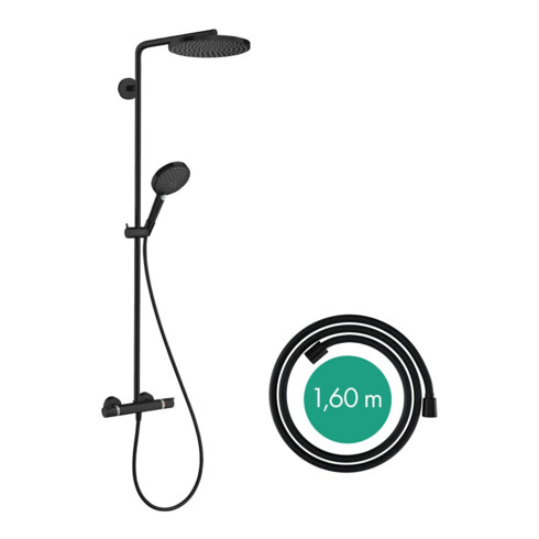 hansgrohe Showerpipe Raindance Select S mit Thermostat, 1jet, mattschwarz