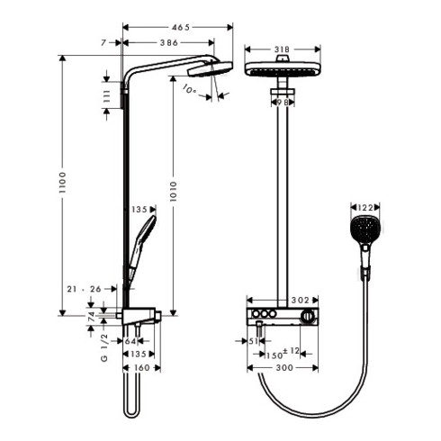 hansgrohe Showerpipe SELECT E 300 3jet ST RAINDANCE DN 15 chrom