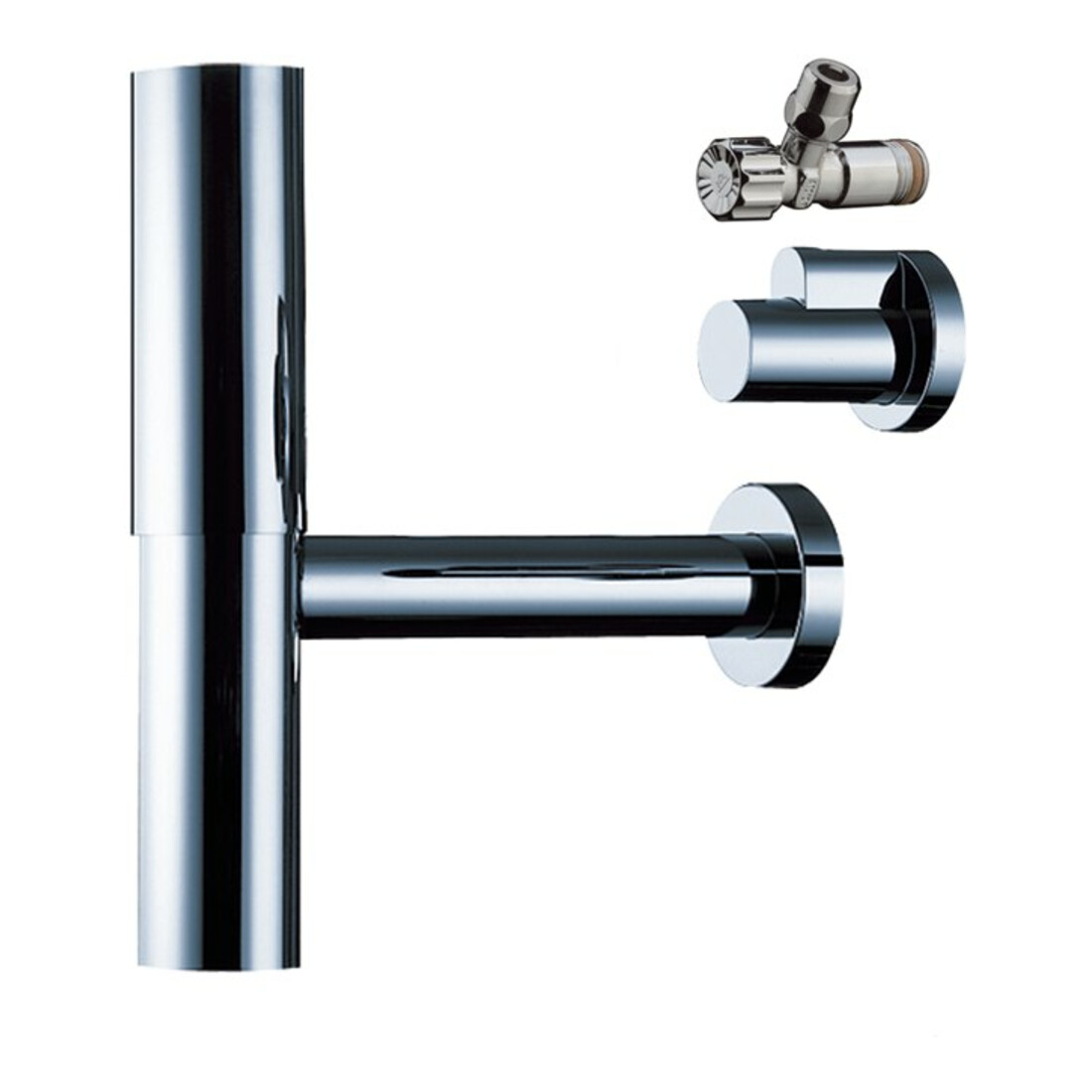 hansgrohe Siphon design Flowstar G 1 1/4, avec 2 vannes d'angle et cache, chromé