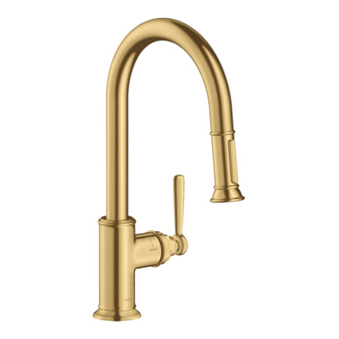 hansgrohe Spültisch-Einhebelmischer 180 Axor Montreux mit Ausziehbrause, brushed gold optic