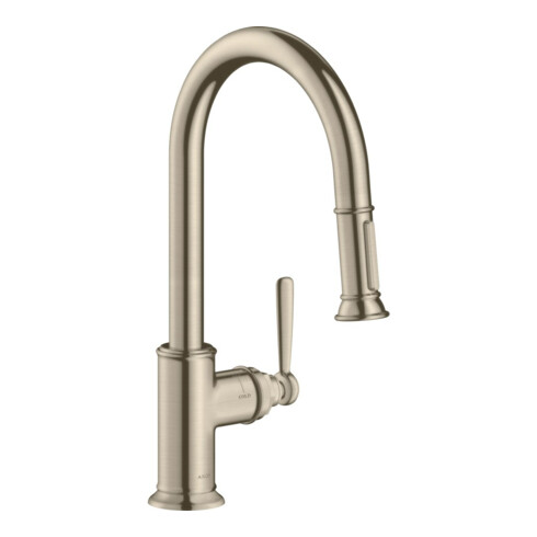 hansgrohe Spültisch-Einhebelmischer 180 Axor Montreux mit Ausziehbrause, brushed nickel
