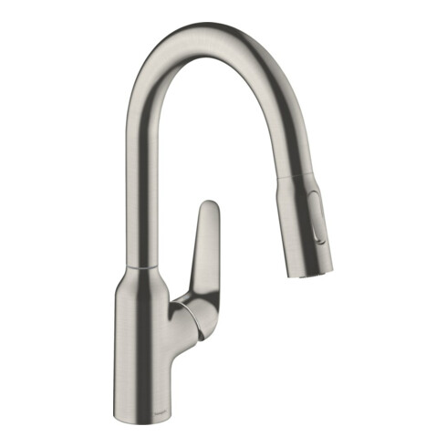 hansgrohe Spültisch-Einhebelmischer 180 Focus M42 mit Ausziehbrause, 2jet, Edelstahl-Optik