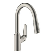 hansgrohe Spültisch-Einhebelmischer 180 Focus M42 mit Ausziehbrause, 2jet, Edelstahl-Optik