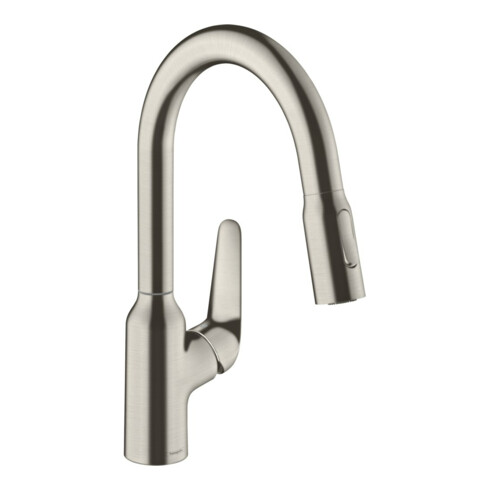 hansgrohe Spültisch-Einhebelmischer 180 Focus M42 mit Ausziehbrause, 2jet, Edelstahl-Optik