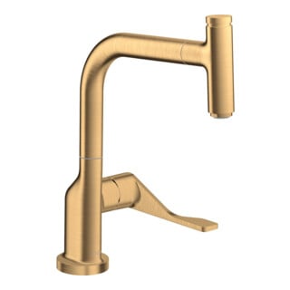 hansgrohe Spültisch-Einhebelmischer 230 Axor Citterio mit Ausziehbrause, brushed brass