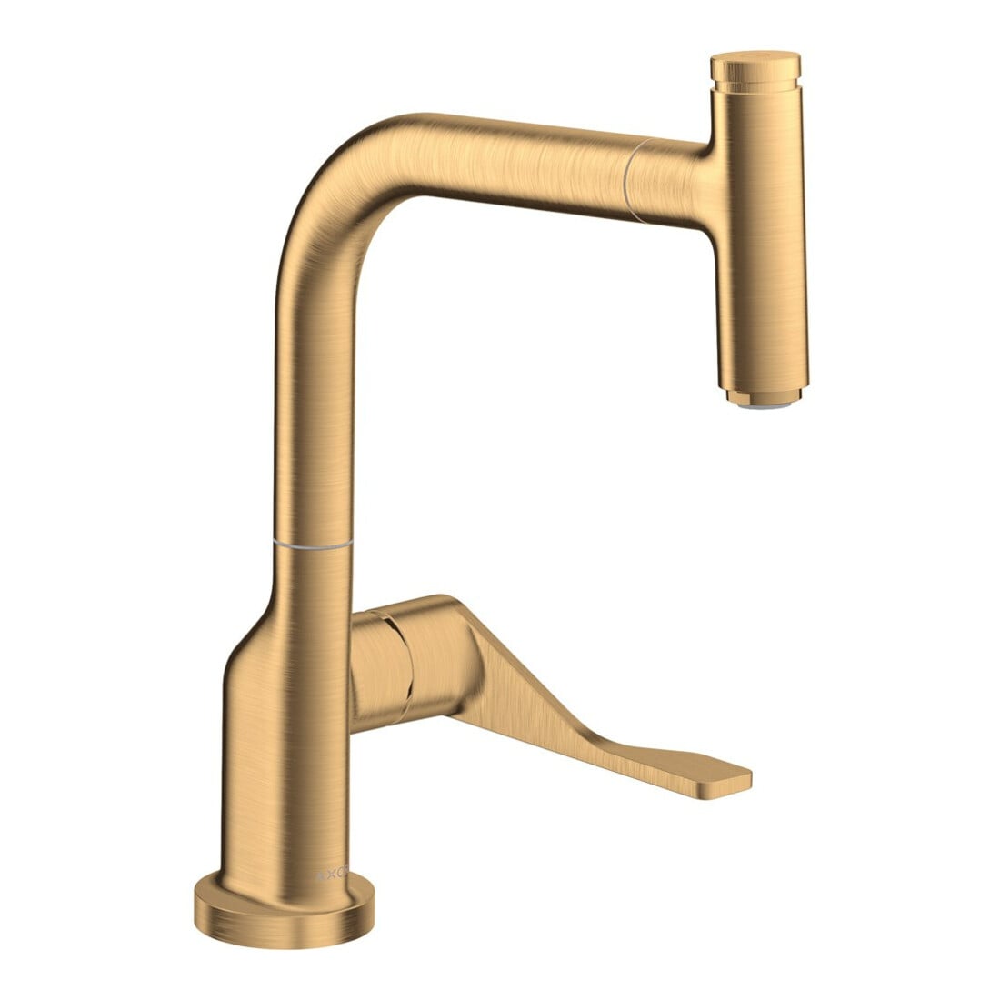hansgrohe Spültisch-Einhebelmischer 230 Axor Citterio mit Ausziehbrause, brushed brass