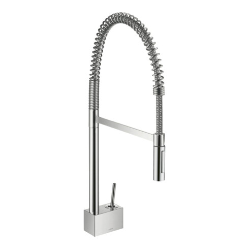 hansgrohe Spültisch-Einhebelmischer 240 Axor Starck SemiPr schwenkb. Auslauf 360Grad, brushed brass