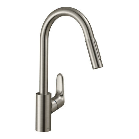 hansgrohe Spültisch-Einhebelmischer 240 Focus M41 EcoSmart m Ausz-br, 2jet, 5,8 l/m., Edelstahl-Optik