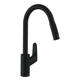 hansgrohe Spültisch-Einhebelmischer 240 Focus M41 mit Ausziehbrause, 2jet, mattschwarz