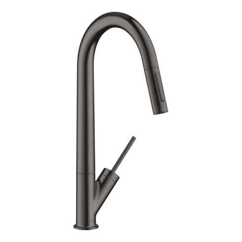 hansgrohe Spültisch-Einhebelmischer 270 Axor Starck EcoSm. mit Ausziehbrause, brushed black chrome