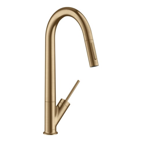 hansgrohe Spültisch-Einhebelmischer 270 Axor Starck EcoSm. mit Ausziehbrause, brushed bronze