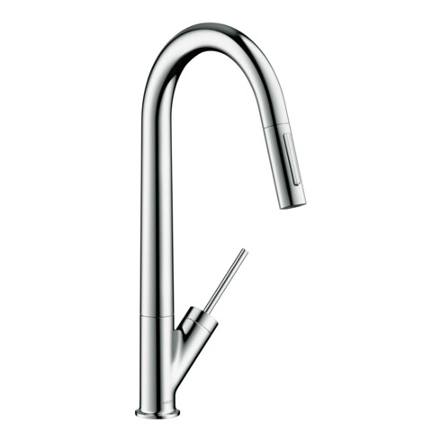 hansgrohe Spültisch-Einhebelmischer 270 Axor Starck EcoSm. mit Ausziehbrause, chrom