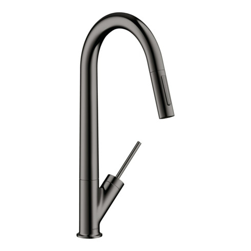 hansgrohe Spültisch-Einhebelmischer 270 Axor Starck EcoSm. mit Ausziehbrause, polished black chrome
