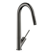 hansgrohe Spültisch-Einhebelmischer 270 Axor Starck EcoSm. mit Ausziehbrause, polished black chrome