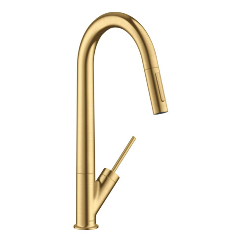 hansgrohe Spültisch-Einhebelmischer 270 Axor Starck mit Ausziehbrause, brushed gold optic